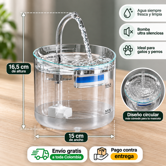 Fuente purificador de agua para mascotas