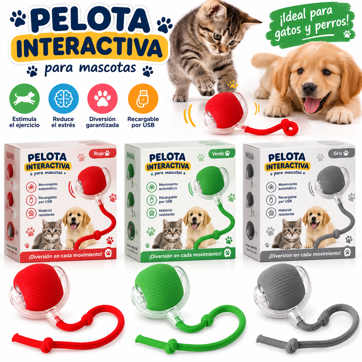 Pelota Interactiva Colita Para Gatos